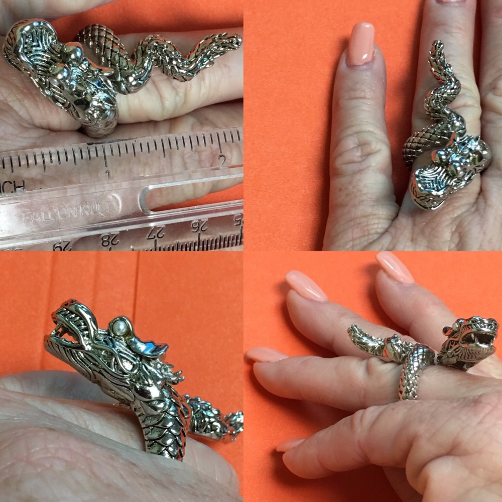 Dragon silver Ring Size 10 - 10.5 No markings